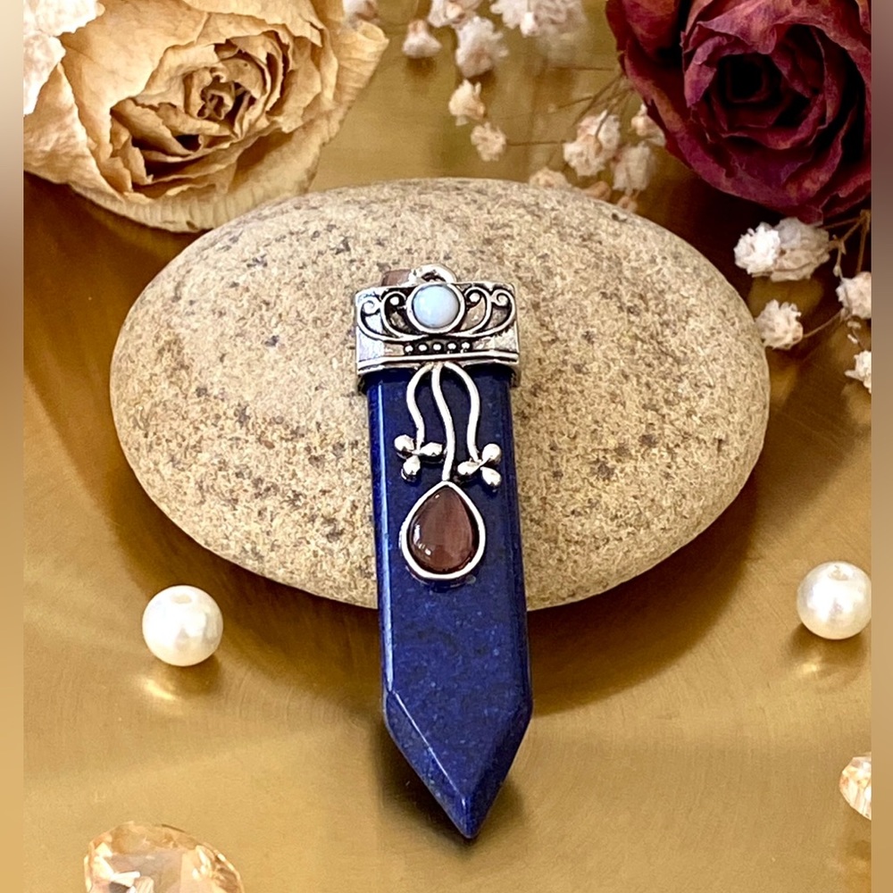 Lapis Lazuli, Amethyst And Opalite Handcrafted Pendant